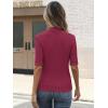 imageANRABESS Womens Tops Mock Neck Half Sleeve Shirts Ribbed Knit Slim Fit Basic Tee 2025 Summer Fall Dressy Casual TShirtsWine Red