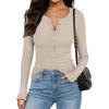 imageANRABESS Long Sleeve Shirts for Women Henley Button Down Tops Ribbed Knit Slim Fit Fall Basic Tee 2025 Casual Trendy ClothesBeige