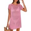imageANRABESS Swimsuit Cover Up for Women 2025 Crochet Bathing Suit Swimwear Mesh Knit Beach Dress Summer Vacation Outfit ClothesPink