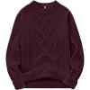 imageANRABESS Women Oversized Chunky Cable Knitted Vintage Sweater 2025 Fall Winter OutfitsWine Red