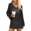imageANRABESS Women Swimsuit Crochet Swim Cover Up Summer Bathing Suit Swimwear V Neck Mesh Knit Beach Dress 2025 Vacation OutfitsBlack