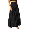 imageANRABESS Womens Boho Elastic High Waist Pleated ALine Flowy Swing Asymmetric Tiered Maxi Long Skirt Dress with PocketsBlack
