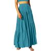 imageANRABESS Womens Boho Elastic High Waist Pleated ALine Flowy Swing Asymmetric Tiered Maxi Long Skirt Dress with PocketsLake
