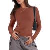 imageANRABESS Womens Long Sleeve Shirts Tight Fitted Going Out Crop Tops Crewneck Basic Tee Y2k Fall Outfits Teens Girls ClothesReddish Brown