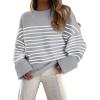 imageANRABESS Womens Oversized Sweaters 2025 Long Sleeve Fuzzy Knit Casual Chunky Pullover Sweater Fall Outfits ClothesGrey White Stripe