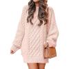imageANRABESS Womens Sweater Dress Oversized Cable Knit Chunky Long Sleeve Short Dresses 2025 Fall Outfits Vacation Winter ClothesPink