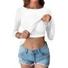 imageANRABESS Womens Thermal Shirts Builtin Bra Long Sleeve Tops Boat Neck Fleece Slim Fitted Basic Tee 2025 Fall Winter OutfitsWhite