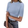 imageANRABESS Womens Tops Mock Neck Half Sleeve Shirts Ribbed Knit Slim Fit Basic Tee 2025 Summer Fall Dressy Casual TShirtsGrey Blue
