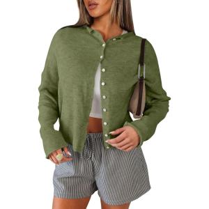 imageANRABESS Cardigan Sweaters for Women Lightweight Button Down Long Sleeve Soft Y2k Trendy Casual 2025 Fall Fashion OutfitsArmy Green