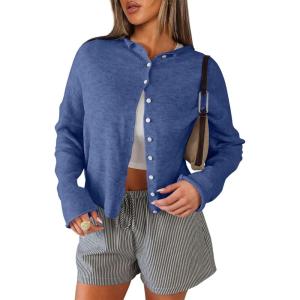 imageANRABESS Cardigan Sweaters for Women Lightweight Button Down Long Sleeve Soft Y2k Trendy Casual 2025 Fall Fashion OutfitsBlue