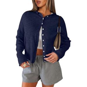 imageANRABESS Cardigan Sweaters for Women Lightweight Button Down Long Sleeve Soft Y2k Trendy Casual 2025 Fall Fashion OutfitsNavy Blue