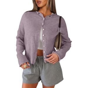 imageANRABESS Cardigan Sweaters for Women Lightweight Button Down Long Sleeve Soft Y2k Trendy Casual 2025 Fall Fashion OutfitsNutmeg