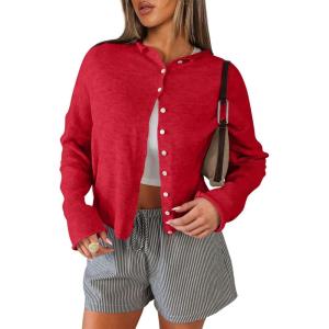 imageANRABESS Cardigan Sweaters for Women Lightweight Button Down Long Sleeve Soft Y2k Trendy Casual 2025 Fall Fashion OutfitsRed