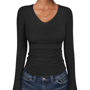 imageANRABESS Long Sleeve Shirts for Women V Neck Ribbed Knit Fitted Fall Basic Tshirts Going Out Tops 2025 Casual Trendy ClothesBlack