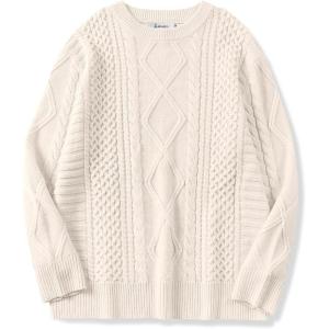 imageANRABESS Sweaters for Women Oversized Cable Knit Fall Long Sleeve Crewneck Casual Pullover Sweater Tops 2025 Winter OutfitsApricot