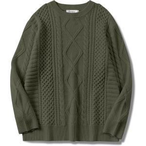 imageANRABESS Sweaters for Women Oversized Cable Knit Fall Long Sleeve Crewneck Casual Pullover Sweater Tops 2025 Winter OutfitsArmy Green