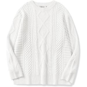 imageANRABESS Sweaters for Women Oversized Cable Knit Fall Long Sleeve Crewneck Casual Pullover Sweater Tops 2025 Winter OutfitsWhite Cream