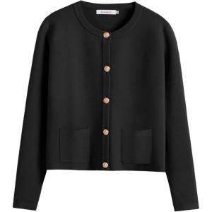 imageANRABESS Women Striped Cardigan Sweaters Button Down Cropped Knit Lady Jackets Coat 2025 Fall Outfits Trendy ClothesBlack