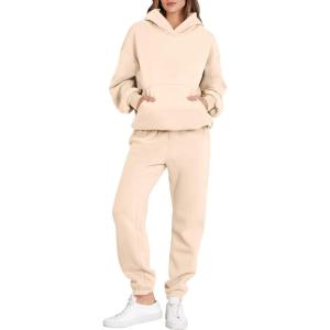 imageANRABESS Womens 2 Piece Outfits Lounge Hoodie Oversized Sweatshirt Jogger Sweatpants Y2K Tracksuit Sweatsuit Set Fall ClothesApricot