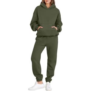 imageANRABESS Womens 2 Piece Outfits Lounge Hoodie Oversized Sweatshirt Jogger Sweatpants Y2K Tracksuit Sweatsuit Set Fall ClothesArmy Green