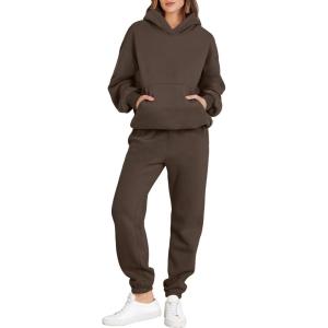 imageANRABESS Womens 2 Piece Outfits Lounge Hoodie Oversized Sweatshirt Jogger Sweatpants Y2K Tracksuit Sweatsuit Set Fall ClothesBrown