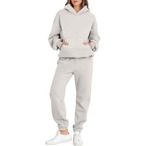 imageANRABESS Womens 2 Piece Outfits Lounge Hoodie Oversized Sweatshirt Jogger Sweatpants Y2K Tracksuit Sweatsuit Set Fall ClothesGrey