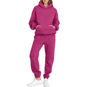 imageANRABESS Womens 2 Piece Outfits Lounge Hoodie Oversized Sweatshirt Jogger Sweatpants Y2K Tracksuit Sweatsuit Set Fall ClothesHot Pink