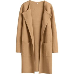 imageANRABESS Womens Cardigan Sweater Open Front Knit Long Coatigan Dressy Casual Jacket Coat 2025 Fall Outfits Classy ClothesLight Brown