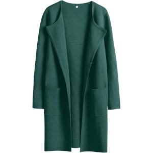 imageANRABESS Womens Cardigan Sweater Open Front Knit Long Coatigan Dressy Casual Jacket Coat 2025 Fall Outfits Classy ClothesOpal Green