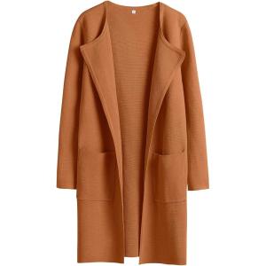 imageANRABESS Womens Cardigan Sweater Open Front Knit Long Coatigan Dressy Casual Jacket Coat 2025 Fall Outfits Classy ClothesOrange Rust