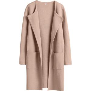imageANRABESS Womens Cardigan Sweater Open Front Knit Long Coatigan Dressy Casual Jacket Coat 2025 Fall Outfits Classy ClothesPeachy Khaki