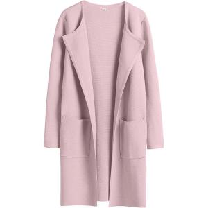 imageANRABESS Womens Cardigan Sweater Open Front Knit Long Coatigan Dressy Casual Jacket Coat 2025 Fall Outfits Classy ClothesPink