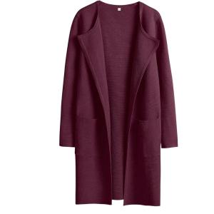 imageANRABESS Womens Cardigan Sweater Open Front Knit Long Coatigan Dressy Casual Jacket Coat 2025 Fall Outfits Classy ClothesWine Red