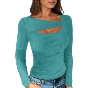 imageANRABESS Womens Cutout Tops Trendy Sexy Long Sleeve Shirts Ribbed Slim Fit Tee 2025 Fall Fashion Going Out Tshirts ClothesLake Blue