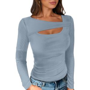 imageANRABESS Womens Cutout Tops Trendy Sexy Long Sleeve Shirts Ribbed Slim Fit Tee 2025 Fall Fashion Going Out Tshirts ClothesLight Blue