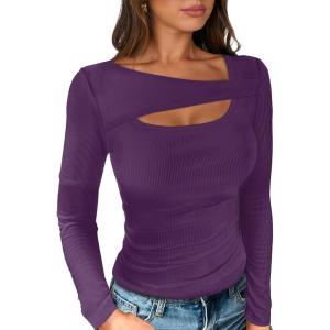 imageANRABESS Womens Cutout Tops Trendy Sexy Long Sleeve Shirts Ribbed Slim Fit Tee 2025 Fall Fashion Going Out Tshirts ClothesPurple