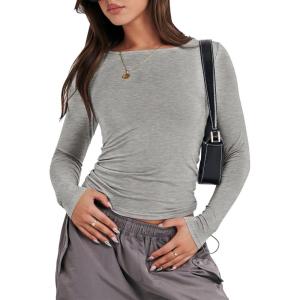 imageANRABESS Womens Long Sleeve Shirts Tight Fitted Going Out Crop Tops Crewneck Basic Tee Y2k Fall Outfits Teens Girls ClothesGrey