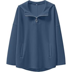 imageANRABESS Womens Oversized Hoodie Quarter Zip Sweatshirts 2025 Fall Winter Tunic Pullover Top Trendy Teen Girls Preppy ClothesBlue
