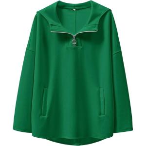 imageANRABESS Womens Oversized Hoodie Quarter Zip Sweatshirts 2025 Fall Winter Tunic Pullover Top Trendy Teen Girls Preppy ClothesGreen