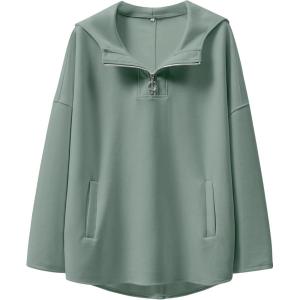 imageANRABESS Womens Oversized Hoodie Quarter Zip Sweatshirts 2025 Fall Winter Tunic Pullover Top Trendy Teen Girls Preppy ClothesPea Green