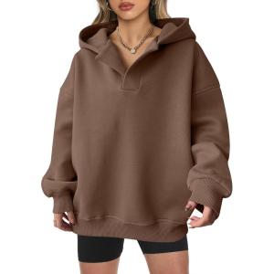 imageANRABESS Womens Oversized Hoodies V Neck Sweatshirts Fleece Long Sleeve Pullover Y2K Clothes 2025 Fall Trendy OutfitsCoffee