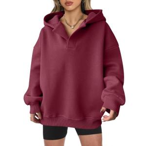 imageANRABESS Womens Oversized Hoodies V Neck Sweatshirts Fleece Long Sleeve Pullover Y2K Clothes 2025 Fall Trendy OutfitsDark Red