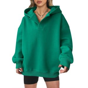 imageANRABESS Womens Oversized Hoodies V Neck Sweatshirts Fleece Long Sleeve Pullover Y2K Clothes 2025 Fall Trendy OutfitsGreen