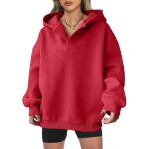 imageANRABESS Womens Oversized Hoodies V Neck Sweatshirts Fleece Long Sleeve Pullover Y2K Clothes 2025 Fall Trendy OutfitsRed