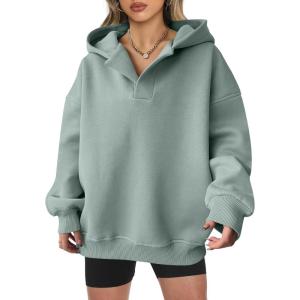 imageANRABESS Womens Oversized Hoodies V Neck Sweatshirts Fleece Long Sleeve Pullover Y2K Clothes 2025 Fall Trendy OutfitsSage Green