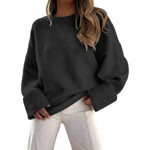 imageANRABESS Womens Oversized Sweaters 2025 Long Sleeve Fuzzy Knit Casual Chunky Pullover Sweater Fall Outfits ClothesBlack