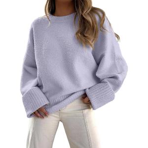 imageANRABESS Womens Oversized Sweaters 2025 Long Sleeve Fuzzy Knit Casual Chunky Pullover Sweater Fall Outfits ClothesBright Purple