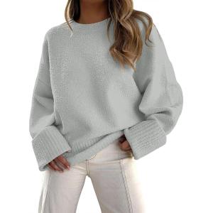 imageANRABESS Womens Oversized Sweaters 2025 Long Sleeve Fuzzy Knit Casual Chunky Pullover Sweater Fall Outfits ClothesLight Grey