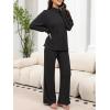imageANRABESS 2 Piece Lounge Sets for Women Turtleneck Pajama Knit Long Sleeve Tops Pants Matching Pj Set Casual 2025 Fall ClothesBlack