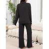 imageANRABESS 2 Piece Lounge Sets for Women Turtleneck Pajama Knit Long Sleeve Tops Pants Matching Pj Set Casual 2025 Fall ClothesBlack